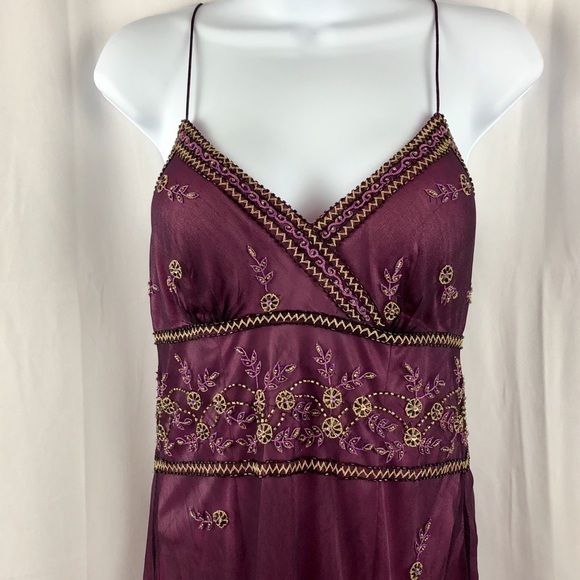 Marina Silk embellished sheer overlay midi dress 4 - Picture 5 of 7